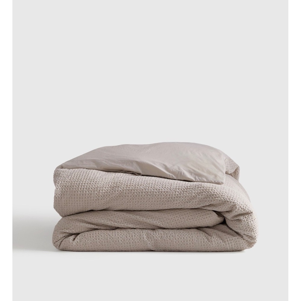 NWOT! Quince 100% Organic Cotton Luxe Waffle Sand Duvet Cover! Full/ Queen